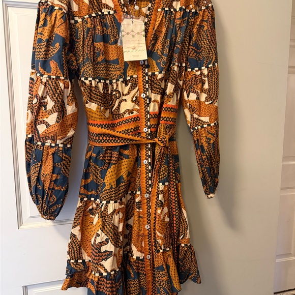 NWT FARM Rio Women's Mini Dress - Brown and Blue - Picture 8 of 8